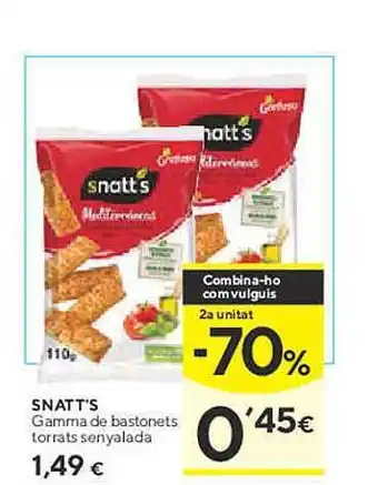 Caprabo Snatt's gamma de bastonets torrats senyalada oferta