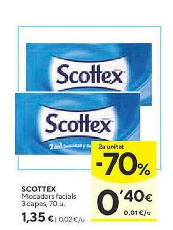 Caprabo Scottex mocadors facials 3 capes oferta