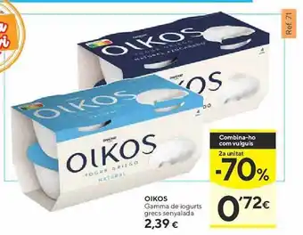 Caprabo Oikos gamma de iogurts grecs senyalada oferta