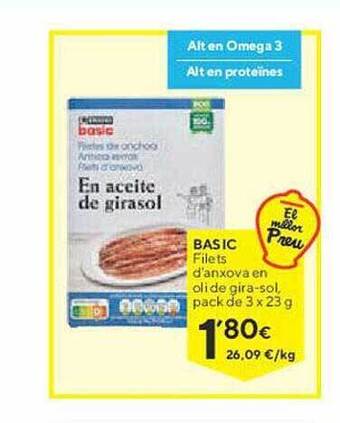 Caprabo Basic filets d'anxova en oli de gira-sol oferta