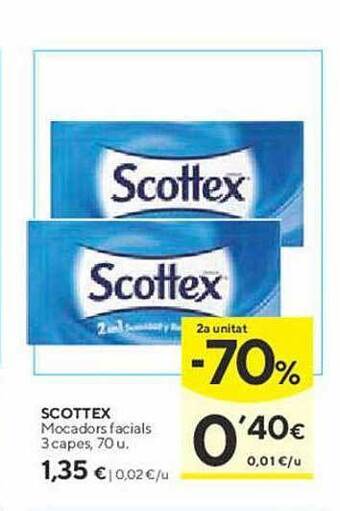 Caprabo Scottex mocadors facials 3 capes oferta