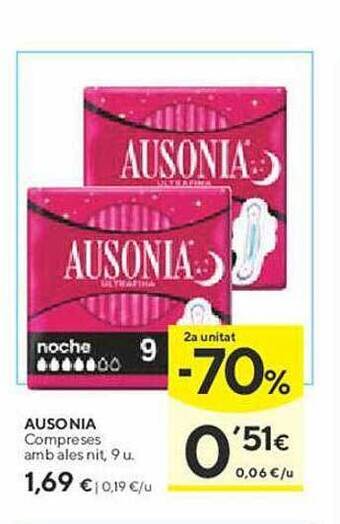 Caprabo Ausonia compreses amb ales nit oferta