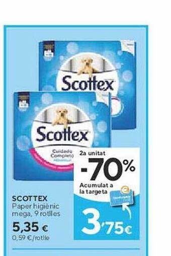 Caprabo Scottex paper higiènic mega 9 rotlles oferta