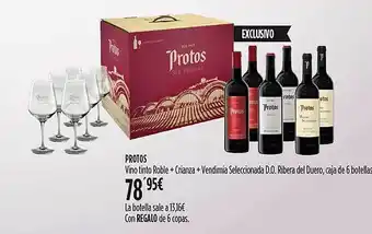 Hipercor Protos vino tinto roble + crianza + vendimia seleccionada d.o. ribera del duero oferta
