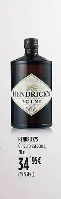 Hipercor Hendrick's ginebra escocesa oferta
