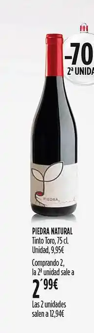 Hipercor -70% 2a unidad piedra natural tinto toro oferta