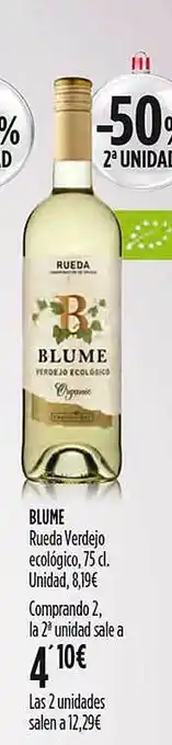 Hipercor -50% 2a unidad blume rueda verdejo ecológico oferta