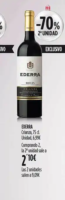 Hipercor -70% 2a unidad ederra crianza oferta