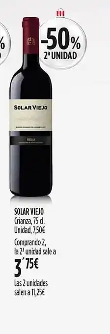 Hipercor -50% 2a unidad solar viejo crianza oferta