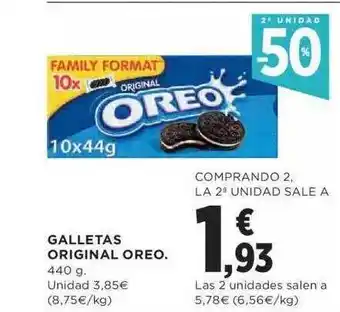 Hipercor 2a unidad -50% galletas original oreo oferta