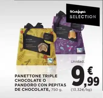 Hipercor Panettone triple chocolate o pandoro con pepitas de chocolate oferta