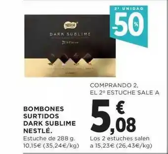 Hipercor 2a unidad -50% bombones surtidos dark sublime nestlé oferta