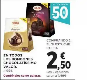 Hipercor 2a unidad -50% en todos los bombones chocolatíssimo valor oferta