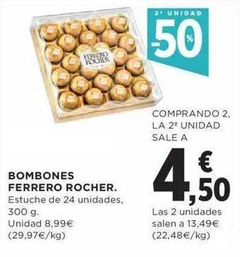 Hipercor 2a unidad -50% bombones ferrero rocher oferta