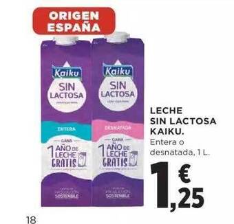 Hipercor Leche sin lactosa kaiku oferta