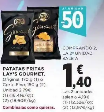 Hipercor 2a unidad -50% patatas fritas lay's gourmet oferta
