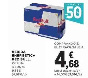 Hipercor 2a unidad -50% bebida energética red bull oferta