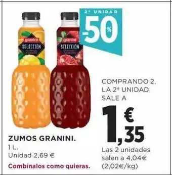 Hipercor 2a unidad -50% zumos granini oferta