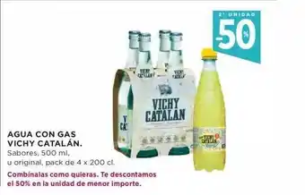 Hipercor 2a unidad -50% agua con gas vichy catalán oferta