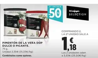 Hipercor 2a unidad -50% pimentón de la vera dop dulce o picante oferta