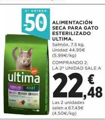 Hipercor 2a unidad -50% alimentación seca para gato esterilizado ultima oferta
