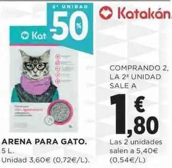 Hipercor 2a unidad -50% arena para gato oferta