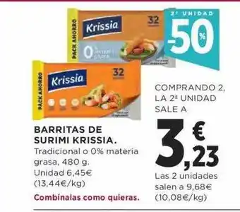 Hipercor 2a unidad -50% barritas de surimi krissia oferta