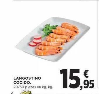 Hipercor Langostino cocido oferta