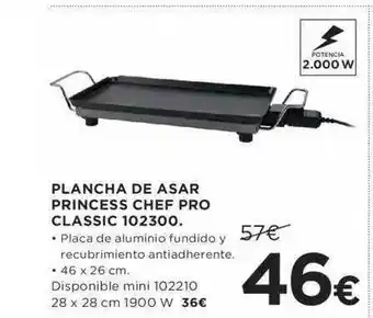 Hipercor Plancha de asar princess chef pro classic 102300 oferta