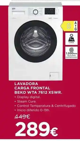Hipercor Lavadora carga frontal beko wta 7612 xswr oferta