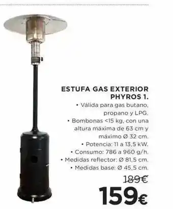 Hipercor Estufa gas exterior phyros 1. oferta