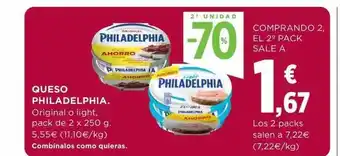 Hipercor 2a unidad -70% queso philadelphia oferta