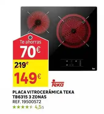 Leroy Merlin Placa vitrocerámica teka tb6315 zonas oferta