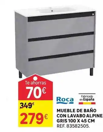 Leroy Merlin Mueble de baño con lavabo alpine gris 100 x 45 cm oferta