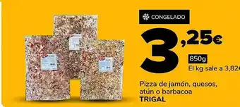 Supeco Pizza de jamón, quesos, atún o barbacoa trigal oferta