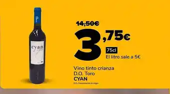 Supeco Vino tinto crianza d.o. toro cyan oferta