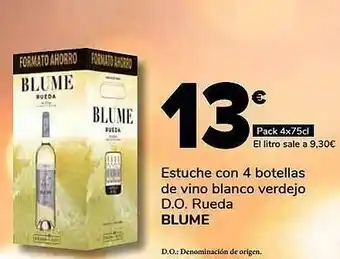 Supeco Estuche con 4 botellas de vino bblanco verdejo d.o. rueda blume oferta