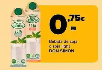Supeco Bebida de soja o soja light don simon oferta