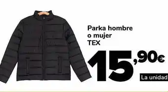 Supeco Parka hombre o mujer tex oferta