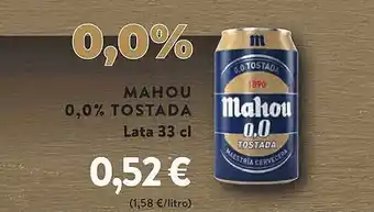 Plenus Supermercados Mahou 0.0% tostada lata oferta