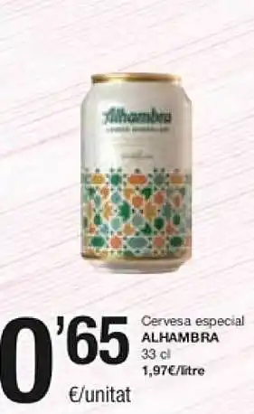 SPAR Cervesa especial alhambra oferta