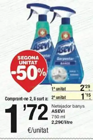 SPAR Segona unitat -50% netejador banys asevi oferta