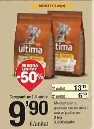 SPAR Segona unitat -50% menjar per a gossos races adult sabor pollastre oferta
