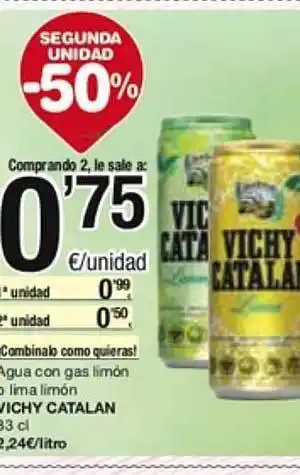 SPAR Fragadis Segona unitat -50% agua con gas limón o lima limón vichy catalan oferta