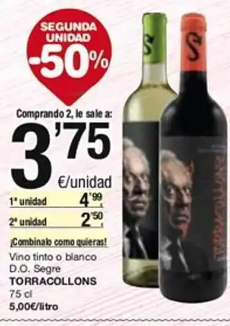 SPAR Fragadis Segona unitat -50% vino tinto o blanco d.o. segre torracollons oferta