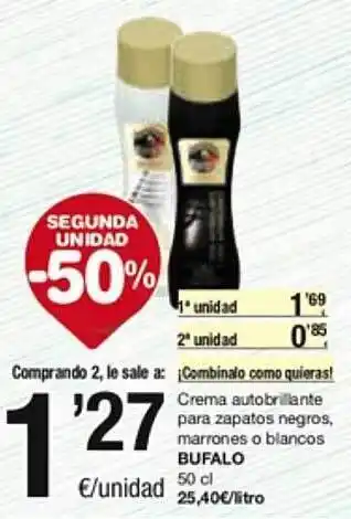 SPAR Fragadis Segona unitat -50% crema autobrillante para zapatos negros marrones o blancos bufalo oferta