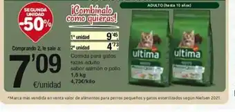 SPAR Fragadis Segona unitat -50% comida para gatos razas adulto sabor salmón o pollo oferta
