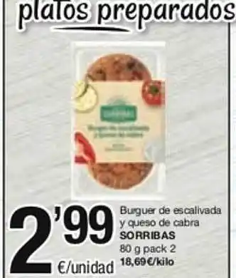 SPAR Fragadis Burguer de escalivada y queso de cabra sorribas oferta
