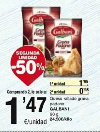SPAR Fragadis Segona unitat -50% queso rallado grana padano galbani oferta