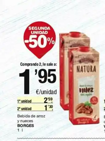 SPAR Fragadis Segona unitat -50% bebida de arroz y nueces borges oferta